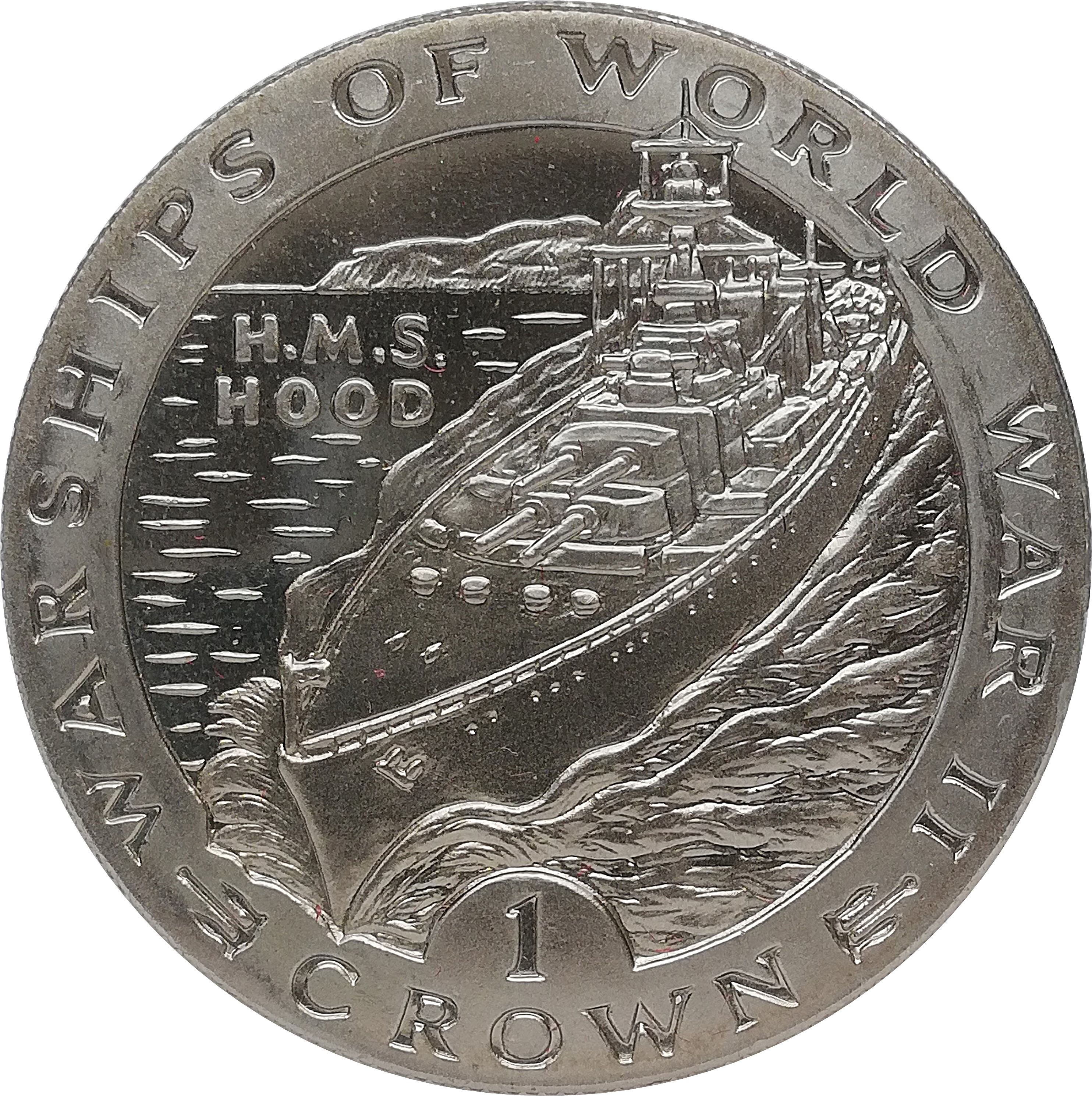 Gibraltar 1 Crown - Elizabeth II H.M.S. Hood reverse
