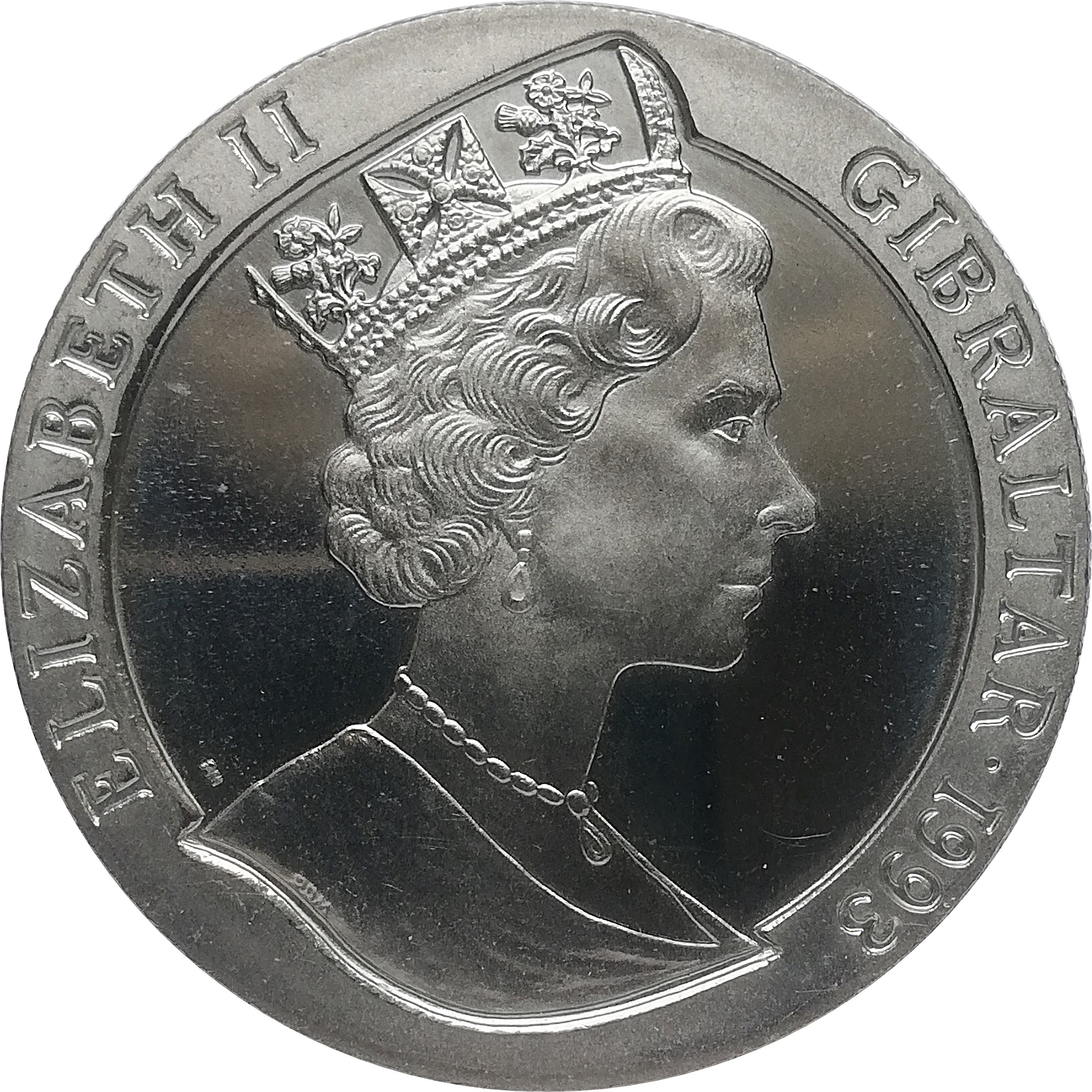 Gibraltar 1 Crown - Elizabeth II H.M.C.S. Prescott obverse