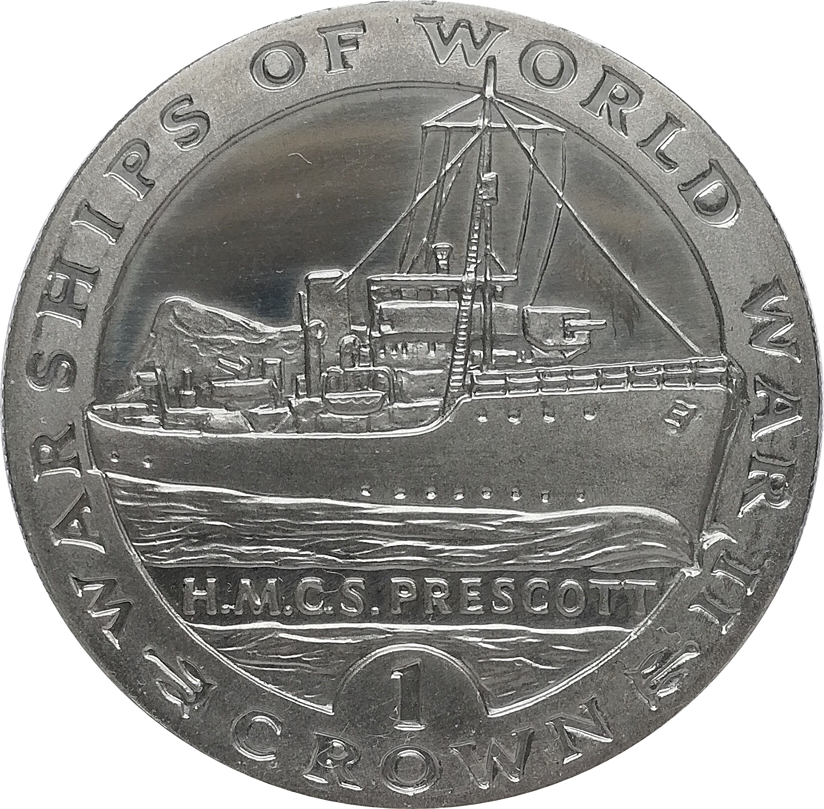 Gibraltar 1 Crown - Elizabeth II H.M.C.S. Prescott reverse