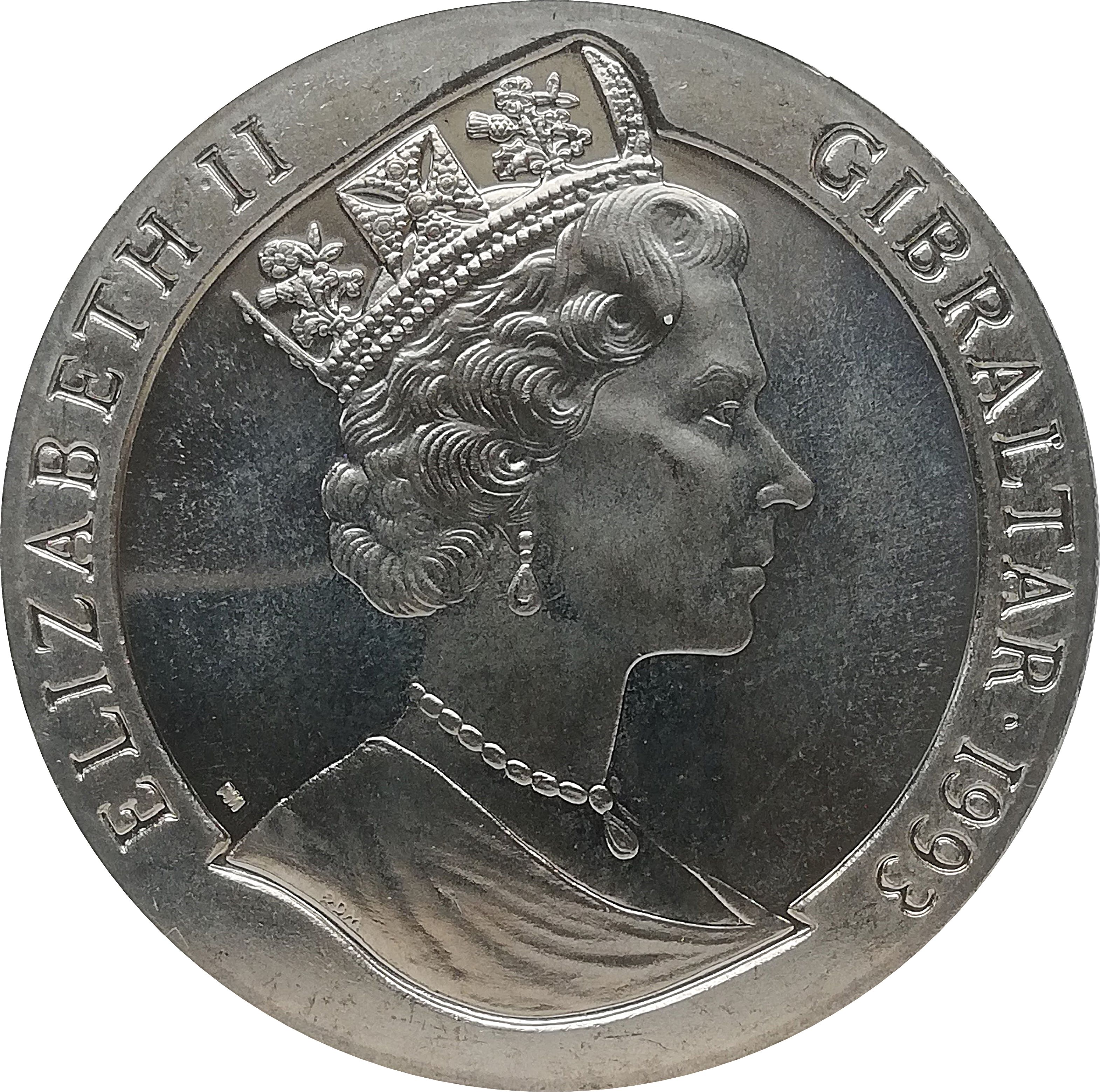 Gibraltar 1 Crown - Elizabeth II H.M.S. Ark Royal obverse