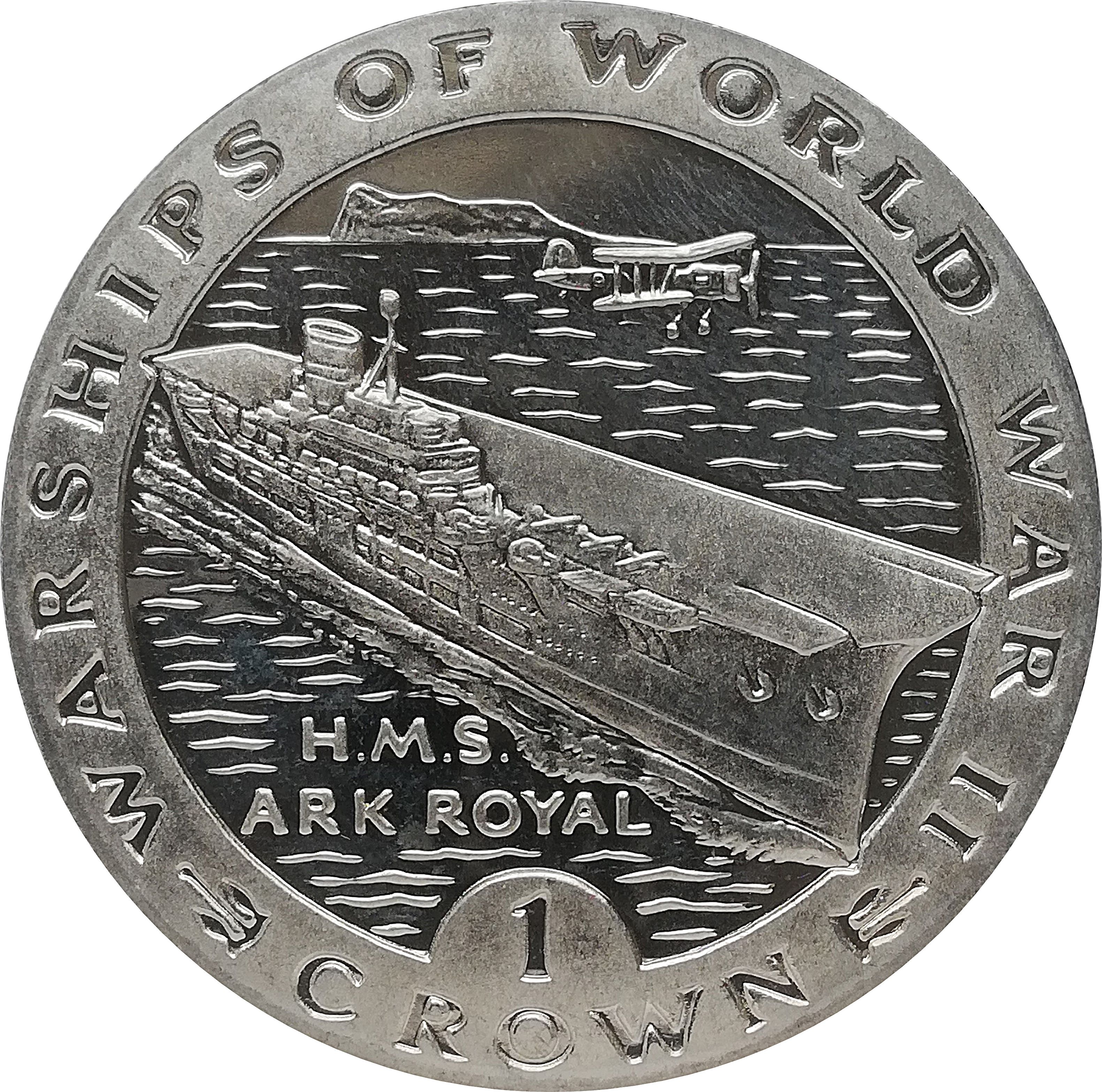 Gibraltar 1 Crown - Elizabeth II H.M.S. Ark Royal reverse