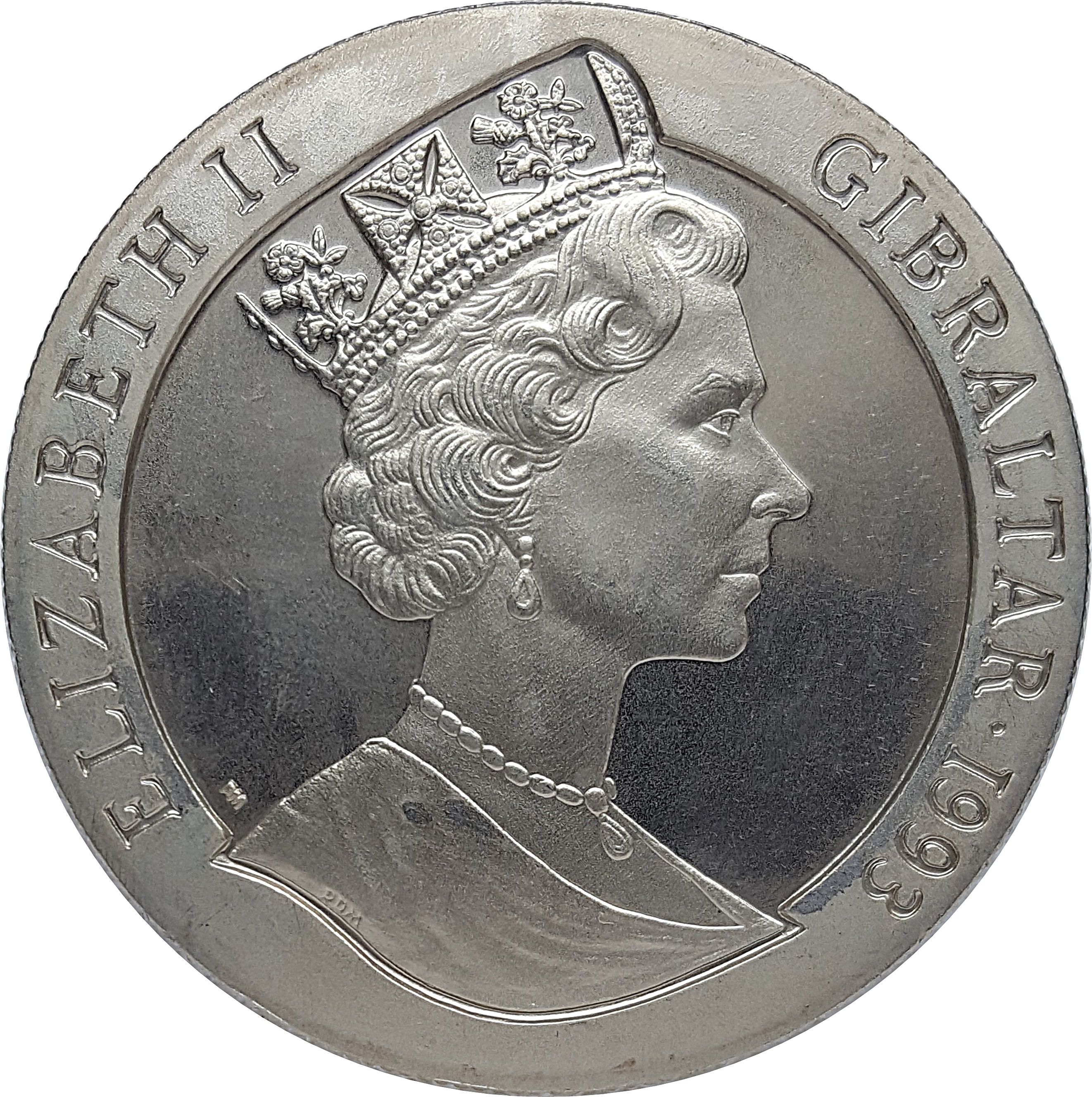 Gibraltar 1 Crown - Elizabeth II U.S.S. Gleaves obverse