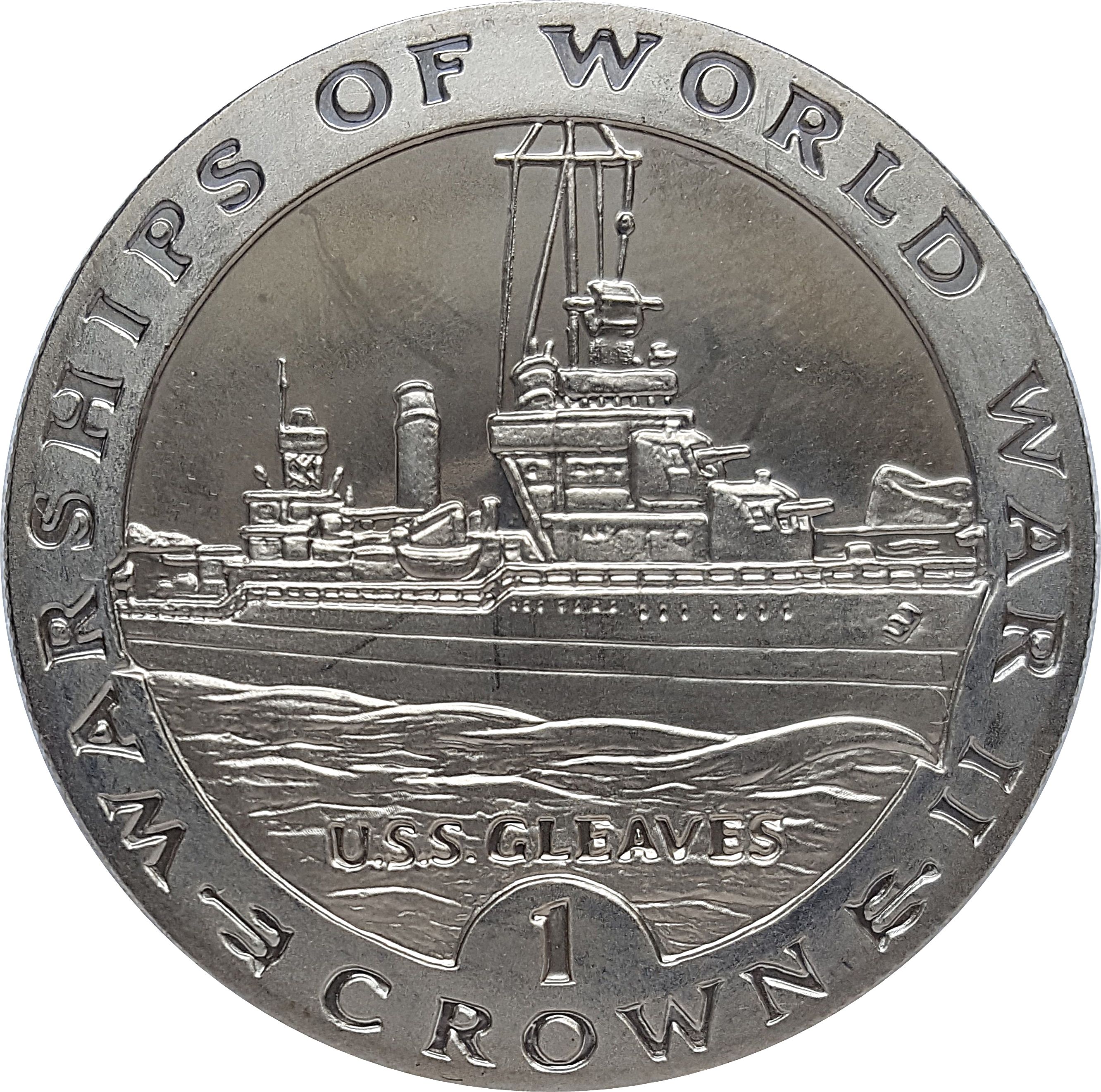 Gibraltar 1 Crown - Elizabeth II U.S.S. Gleaves reverse