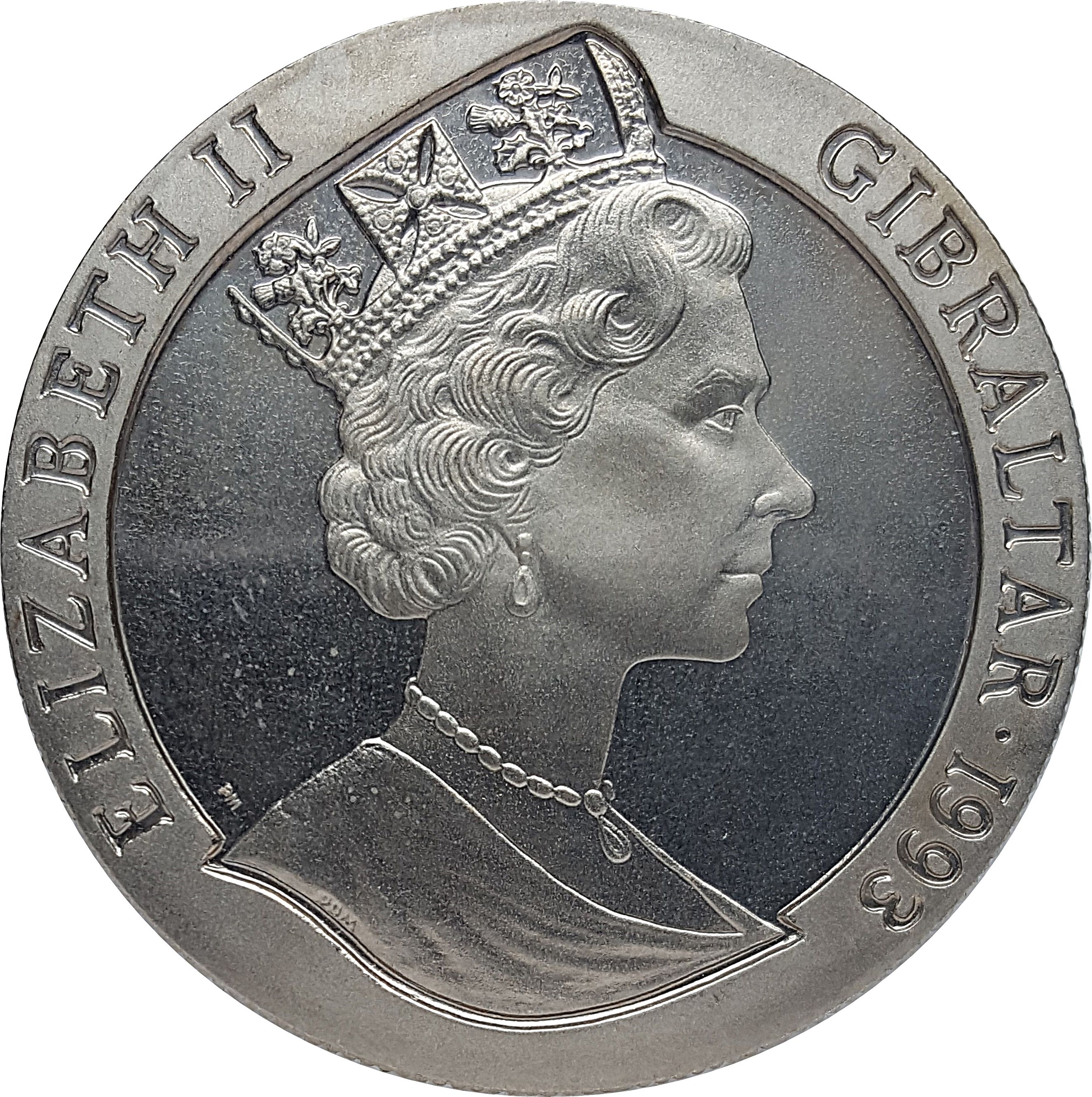 Gibraltar 1 Crown - Elizabeth II H.M.A.S. Waterhen obverse