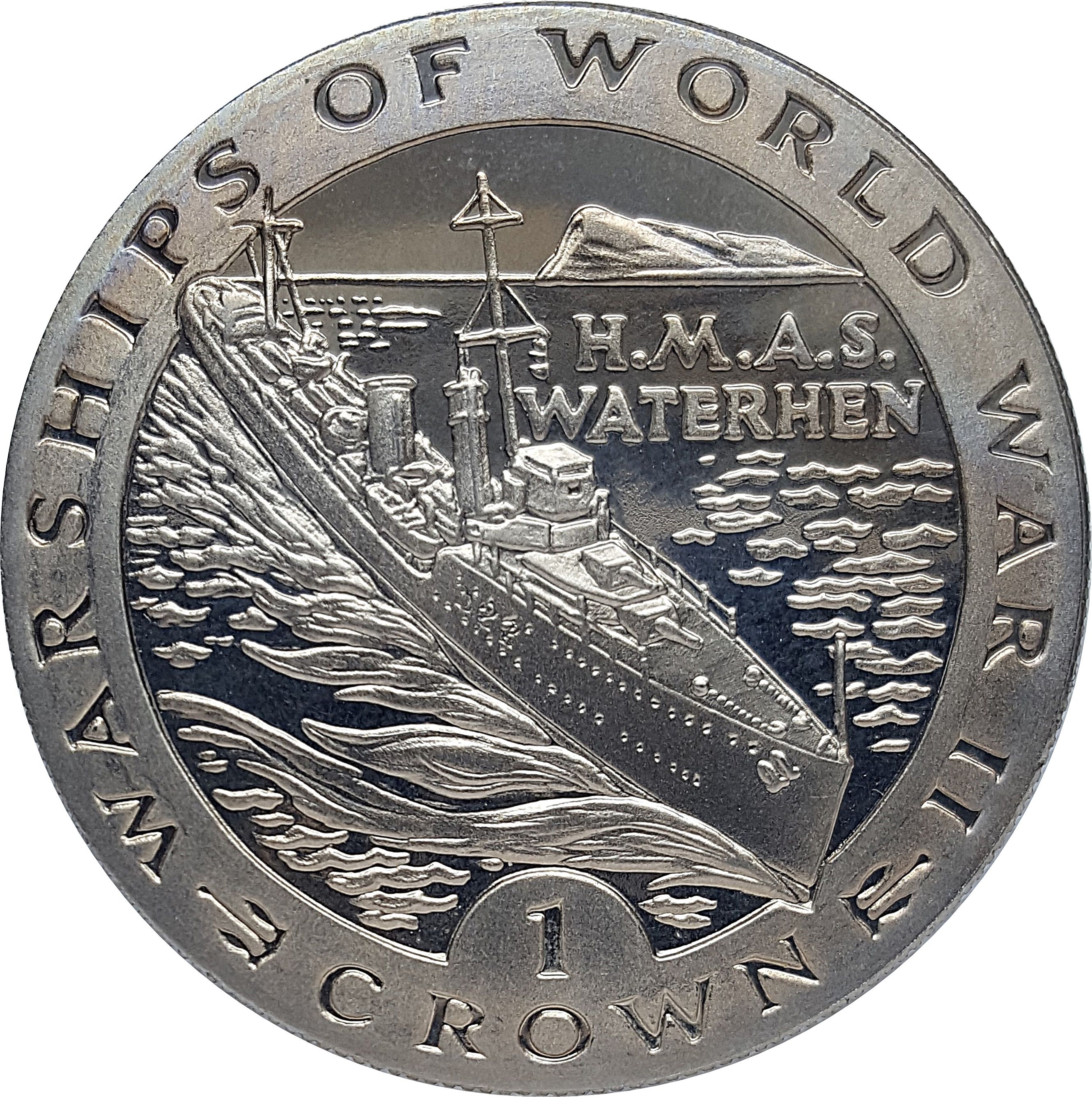 Gibraltar 1 Crown - Elizabeth II H.M.A.S. Waterhen reverse