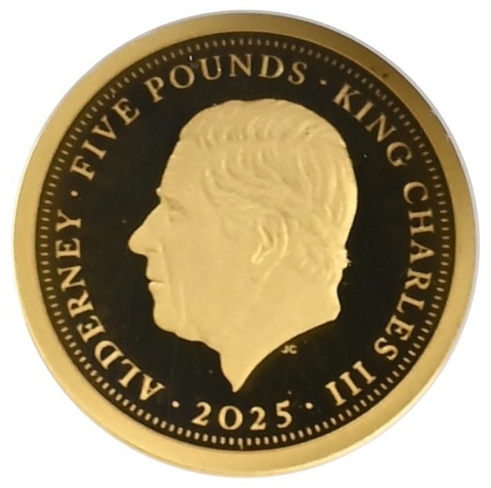 Alderney 5 Pounds - Charles III Titanic; Gold obverse
