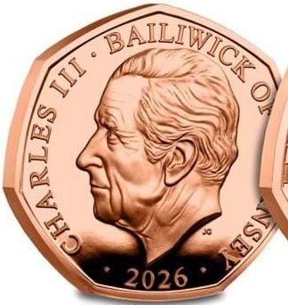 Guernsey 50 Pence - Charles III Spitfire - Mk IIa; Gold obverse