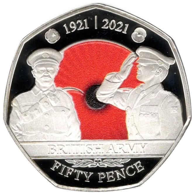 Jersey 50 pence - Elizabeth II RBL - British Army; Silver Proof