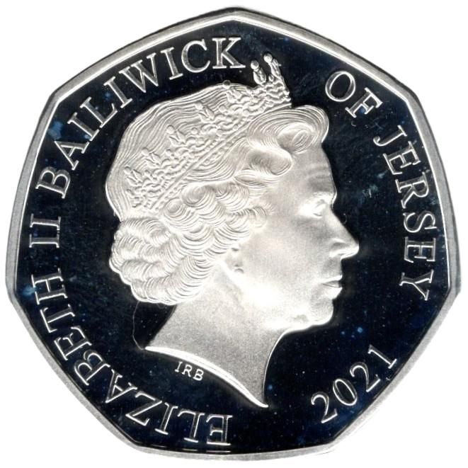 Jersey 50 pence - Elizabeth II RBL - Poppy Flower; Silver Proof obverse