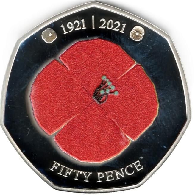 Jersey 50 pence - Elizabeth II RBL - Poppy Flower; Silver Proof