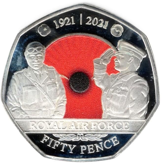 Jersey 50 pence - Elizabeth II RBL - Royal Air Force; Silver Proof reverse