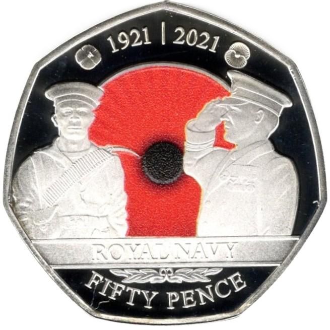 Jersey 50 pence - Elizabeth II RBL - Royal Navy; Silver Proof reverse