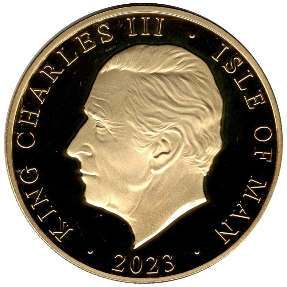 Isle of Man 5 Pounds - Charles III Coronation; Silver Proof Mint Master obverse