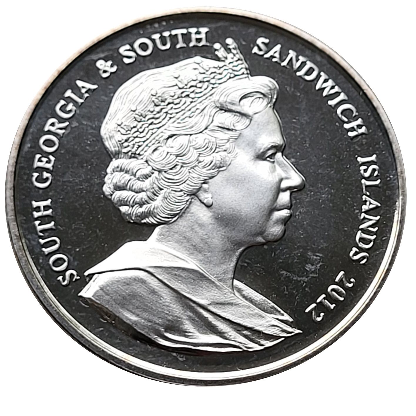 South Georgia and the South Sandwich Islands 2 Pounds - Elizabeth II King Penguin, Coloured variant obverse