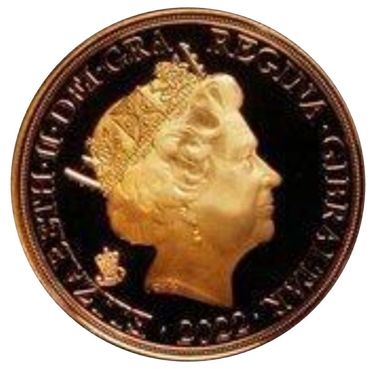 Gibraltar 5 Sovereigns - Elizabeth II Posthumous; Platinium Jubilee - Two Portraits; Gold obverse