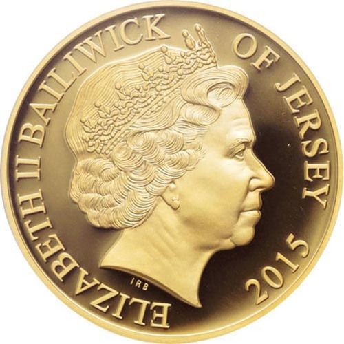 Jersey 5 Pounds - Elizabeth II Remembrance Day 2015; Gold obverse