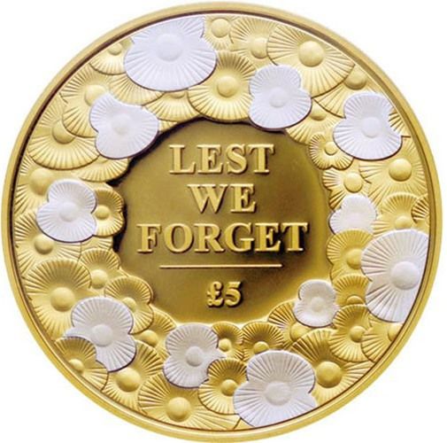 Jersey 5 Pounds - Elizabeth II Remembrance Day 2015; Gold reverse