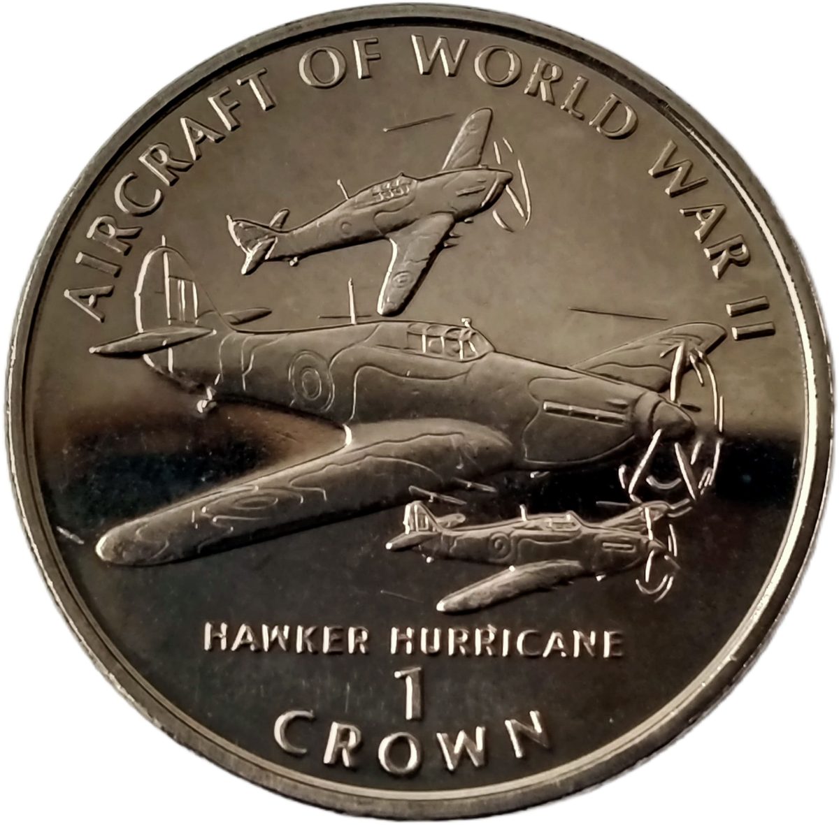 Isle of Man 1 Crown - Elizabeth II Hawker Hurricane reverse