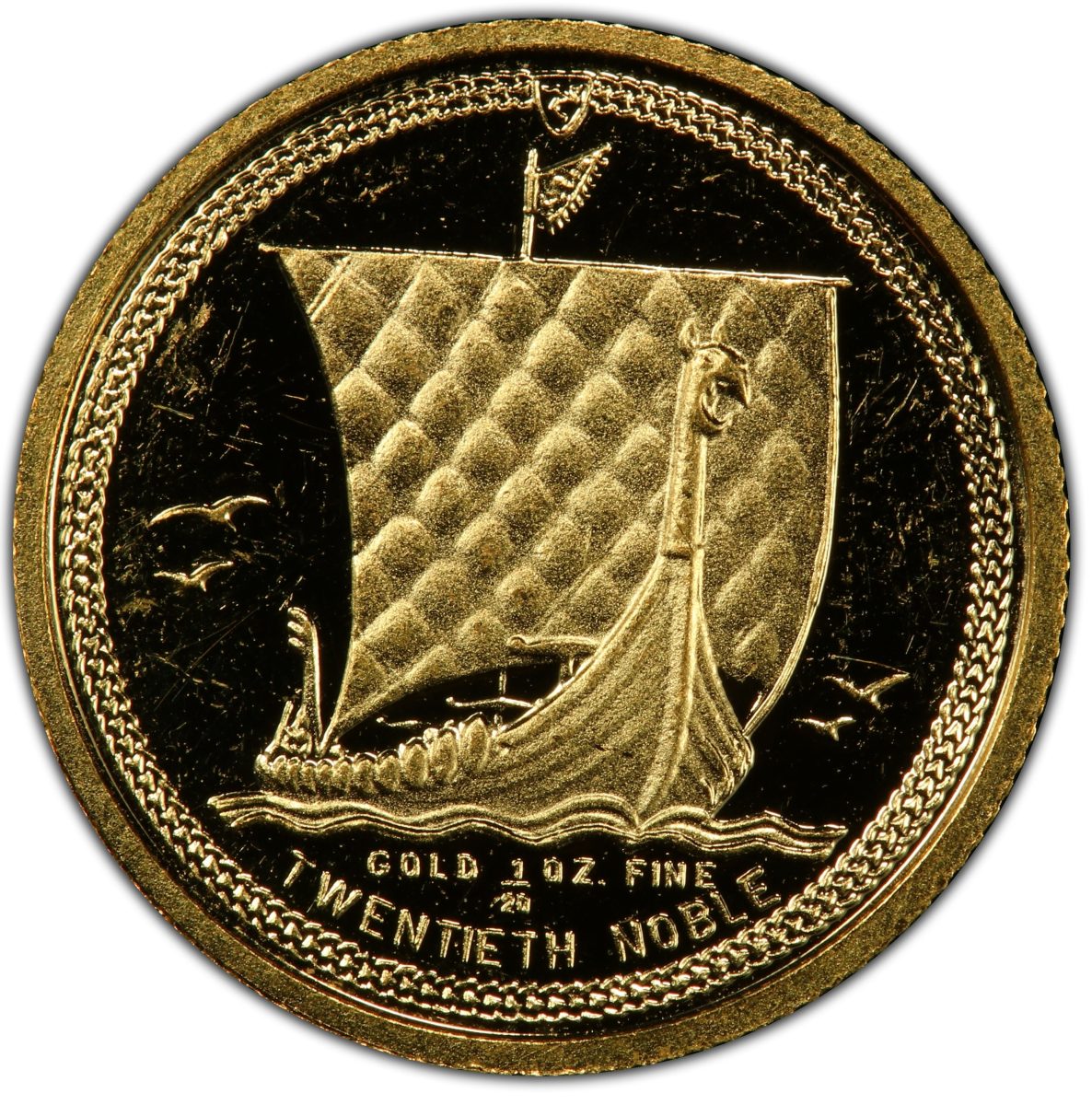 Isle of Man 1/20 Noble - Elizabeth II Longboat; Gold Proof