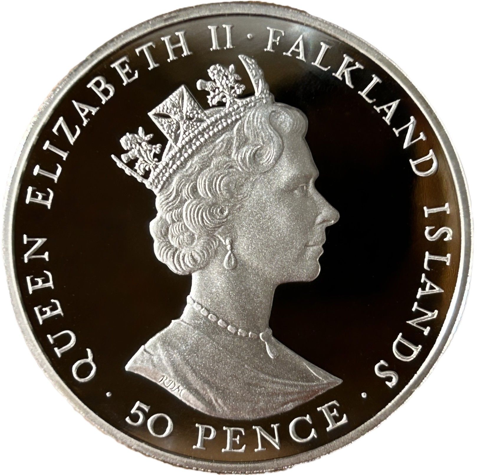 Falkland Islands 50 Pence - Elizabeth II 40th Anniversary - Reign of Queen Elizabeth II; Piedfort obverse