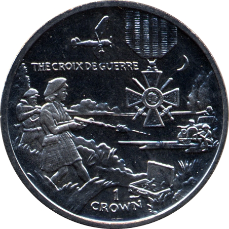 Isle of Man 1 Crown - Elizabeth II "The Croix de Guerre"