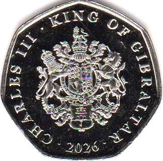Gibraltar 50 Pence - Charles III GONHS obverse