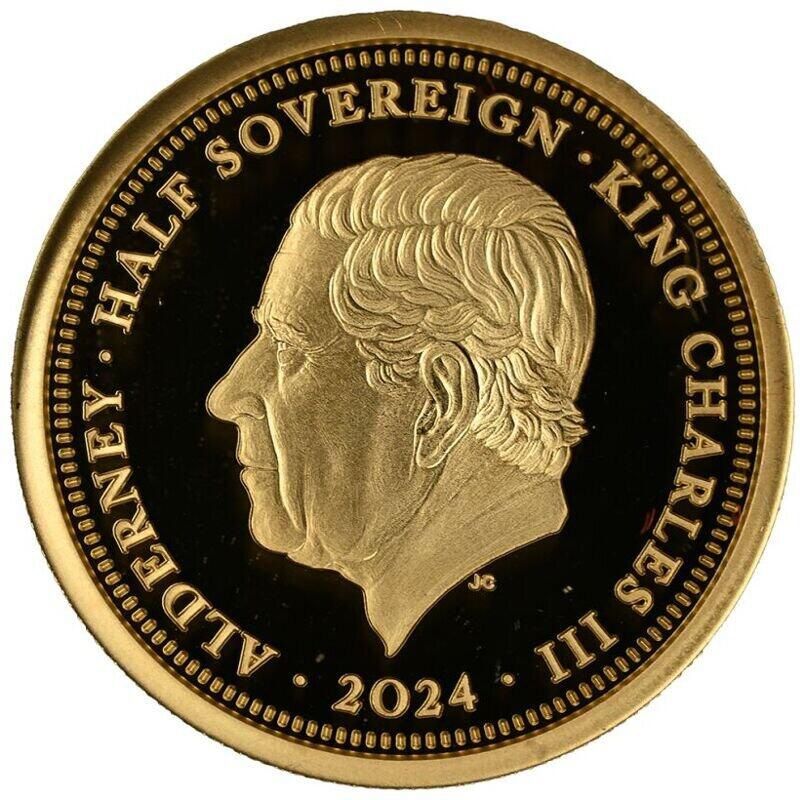 Alderney ½ Sovereign - Charles III First Coronation Anniversary; Gold obverse