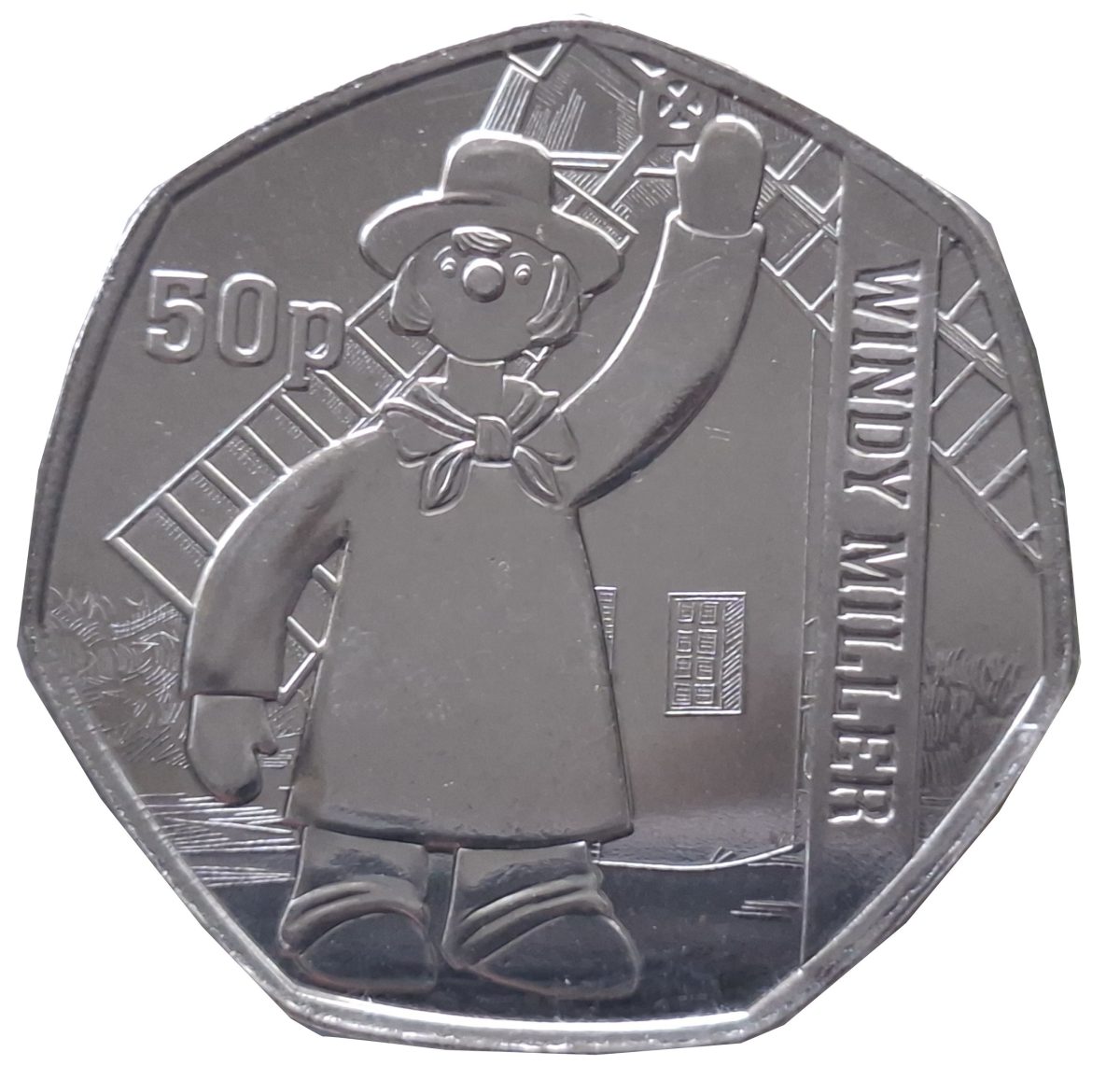 Guernsey 50 Pence - Charles III Camberwick Green - Windy Miller reverse