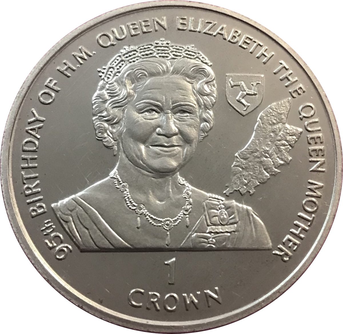 Isle of Man 1 Crown - Elizabeth II Queen Mother reverse