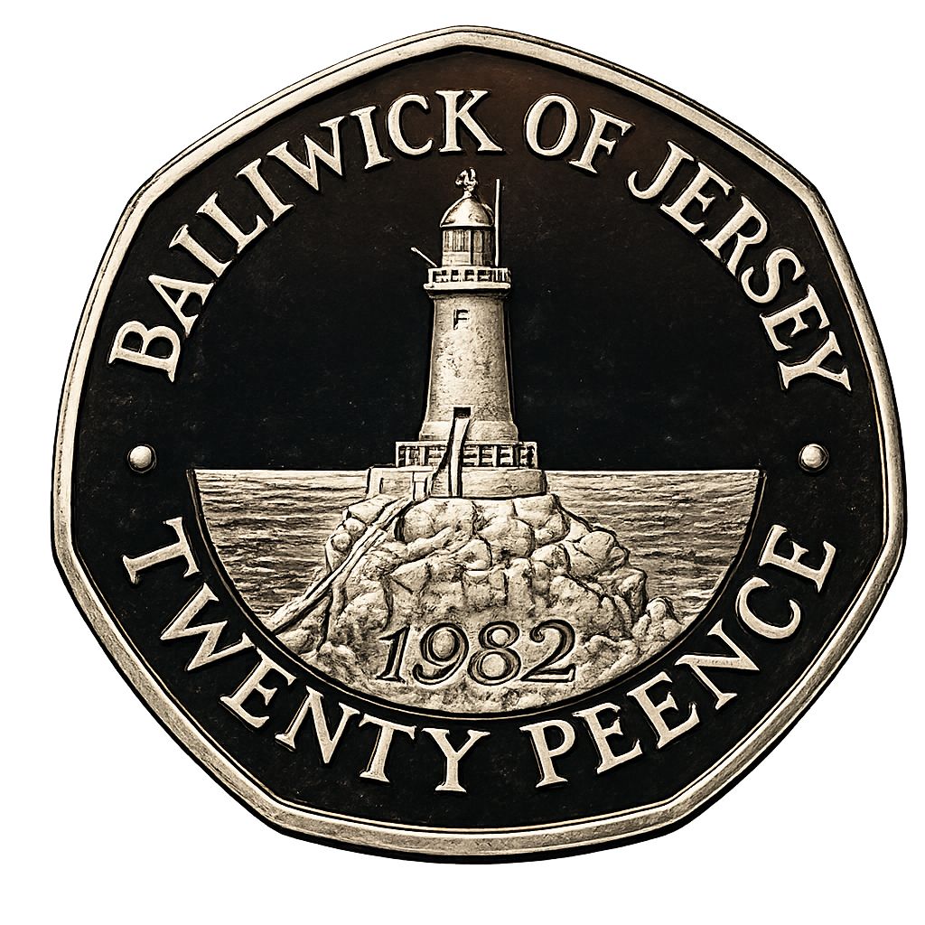 Jersey 20 Pence - Elizabeth II Corbière Lighthouse; Silver Piédfort
