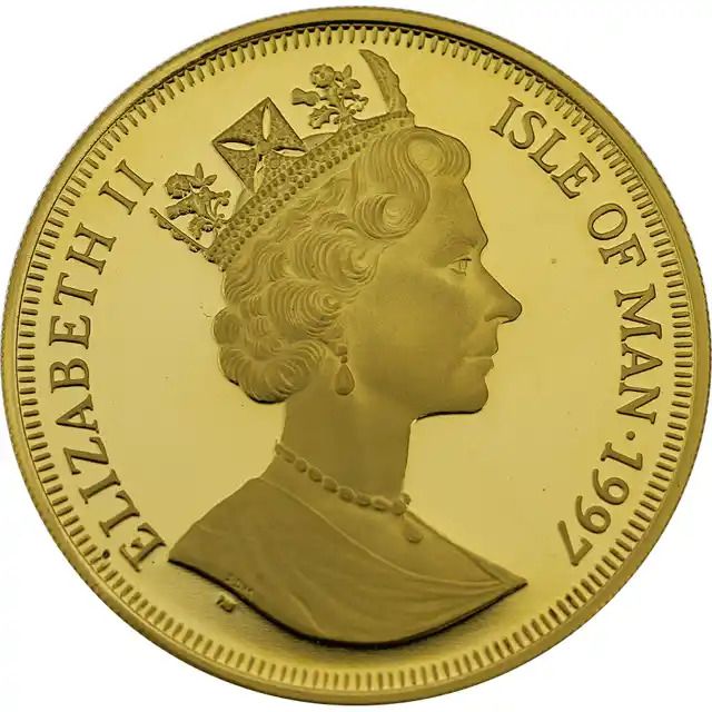 Isle of Man 1 Crown - Elizabeth II Omobono Tenni; Gold obverse