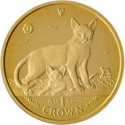 Isle of Man 1 Crown - Elizabeth II Abyssinian Cat; Gold