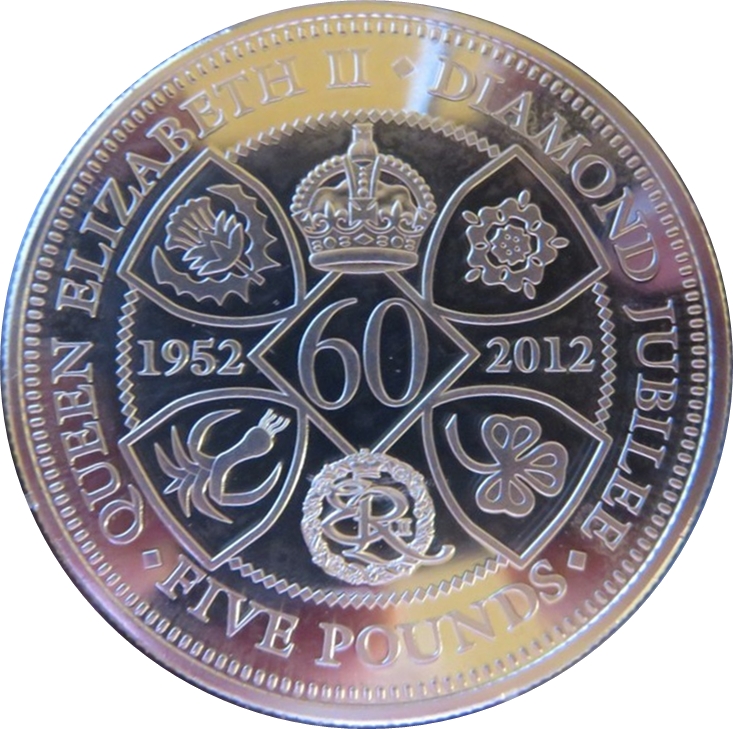 Tristan da Cunha 5 Pounds - Elizabeth II Diamond Jubilee; Silver Proof Issue reverse