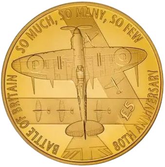 Guernsey 5 Pounds - Elizabeth II Battle of Britain; Gold Proof