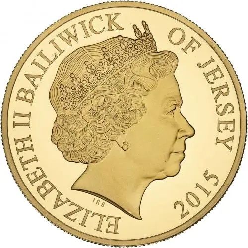 Jersey 5 Pounds - Elizabeth II Longest Reign; Gold Proof obverse