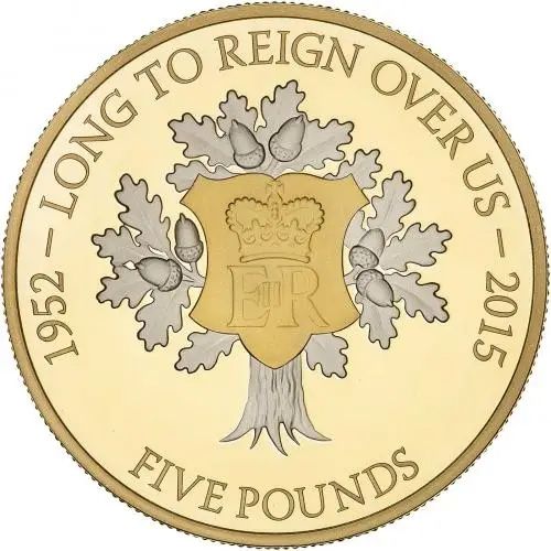 Jersey 5 Pounds - Elizabeth II Longest Reign; Gold Proof