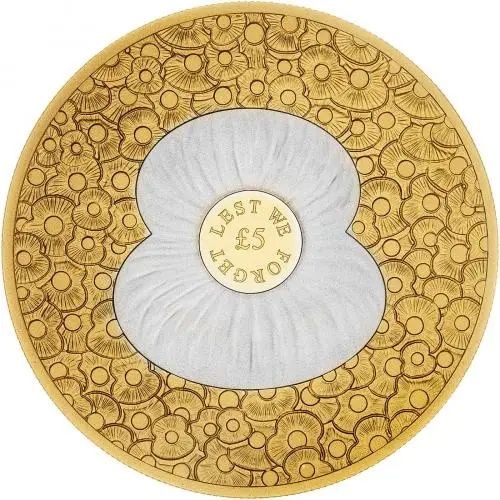 Jersey 5 Pounds - Elizabeth II Remembrance Day; Gold Proof