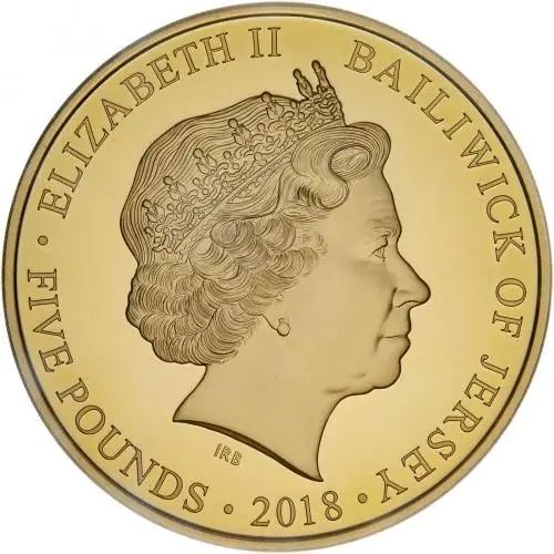 Jersey 5 Pounds - Elizabeth II Remembrance Day 2018; Gold Proof obverse