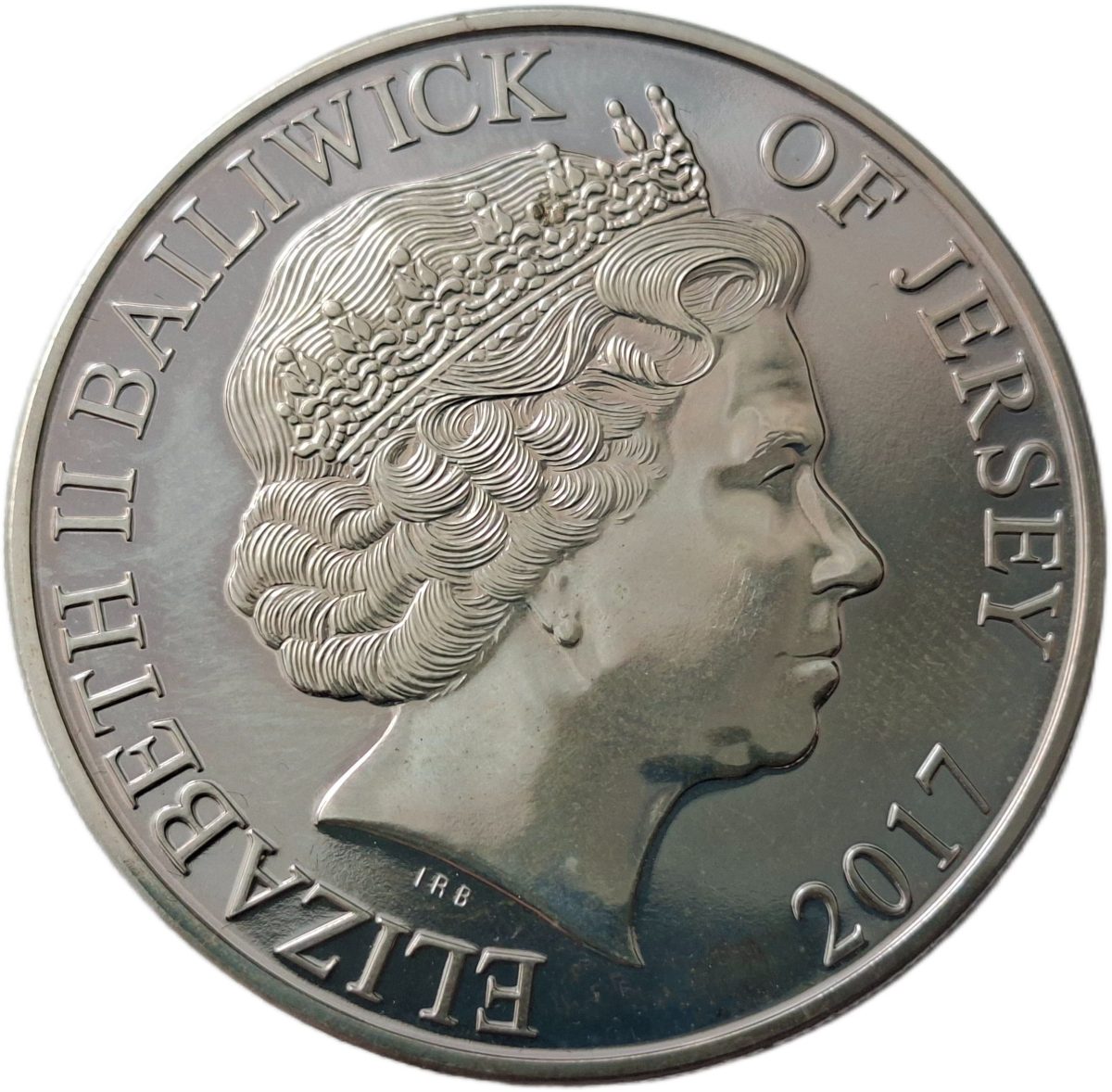 Jersey 5 Pounds - Elizabeth II Sapphire Jubilee obverse