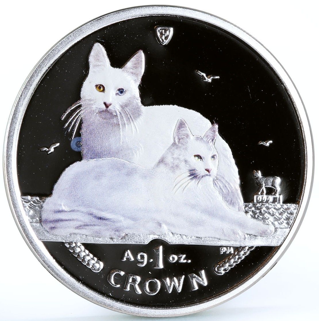 Isle of Man 1 Crown - Elizabeth II Turkish Angora Cat; Silver Coloured reverse