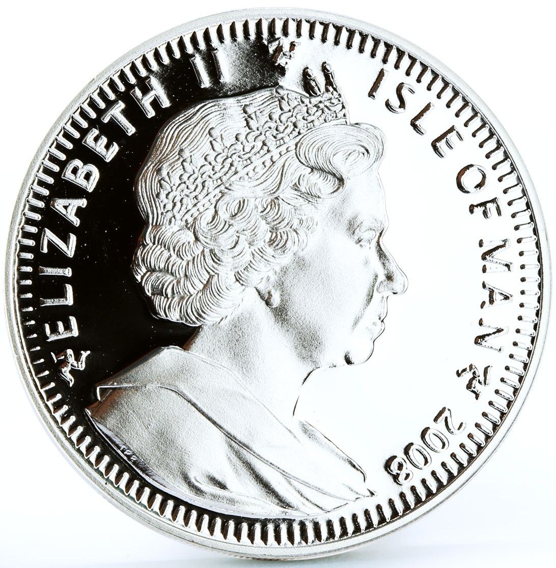 Isle of Man 1 Crown - Elizabeth II Burmilla Cat; Silver Coloured obverse