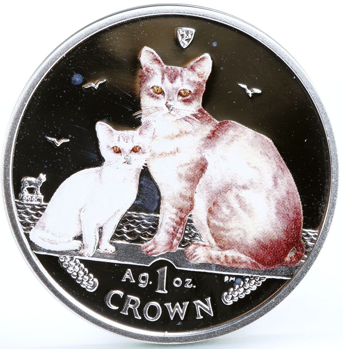 Isle of Man 1 Crown - Elizabeth II Burmilla Cat; Silver Coloured