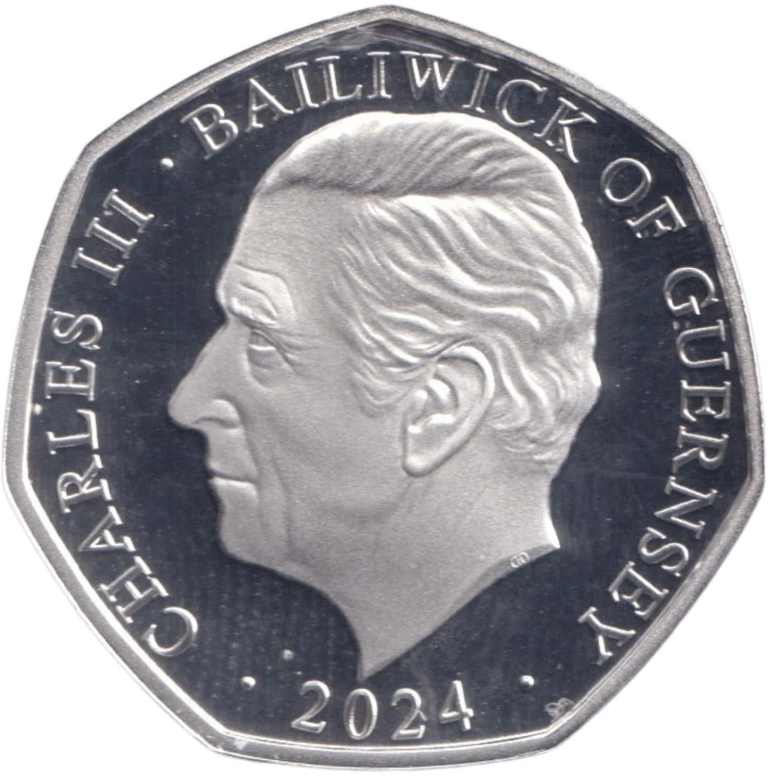 Guernsey 50 Pence - Charles III Christmas Snowmen - Bambi; Silver Proof obverse