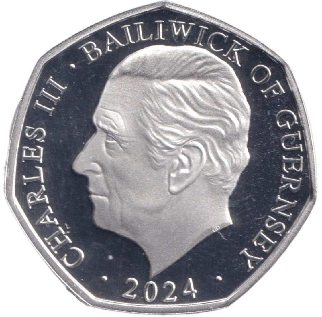 Guernsey 50 Pence - Charles III Christmas Snowmen - Robins; Silver Proof obverse