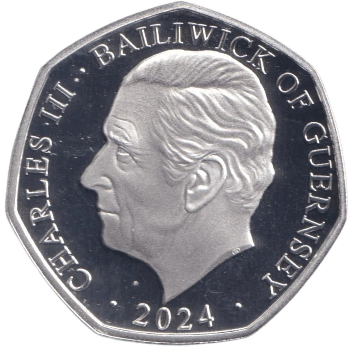 Guernsey 50 Pence - Charles III Christmas Snowmen - Children; Silver Proof obverse