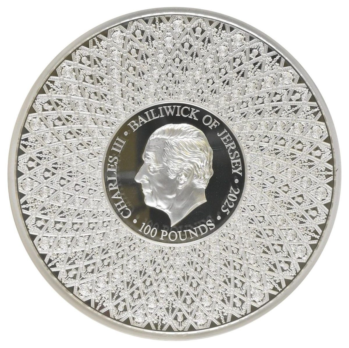 Jersey 100 Pounds - Charles III Buckingham Palace obverse