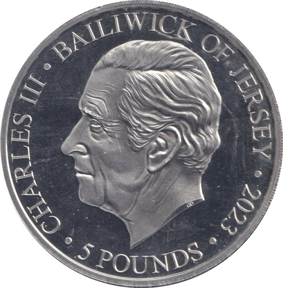 Jersey 5 Pounds - Charles III Remembrance obverse