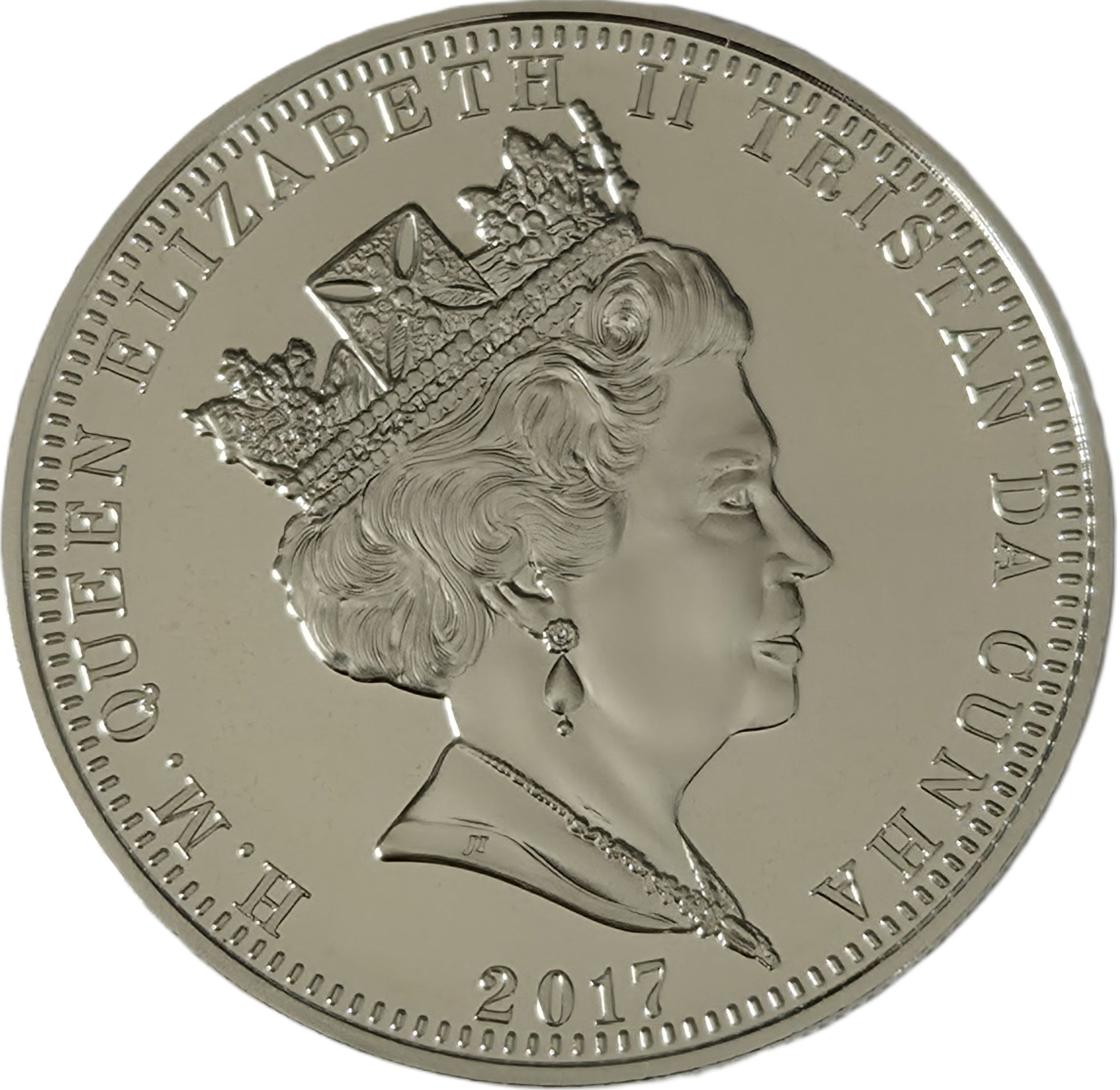 Tristan da Cunha 5 Pounds - Elizabeth II Sapphire Jubilee; Silver obverse