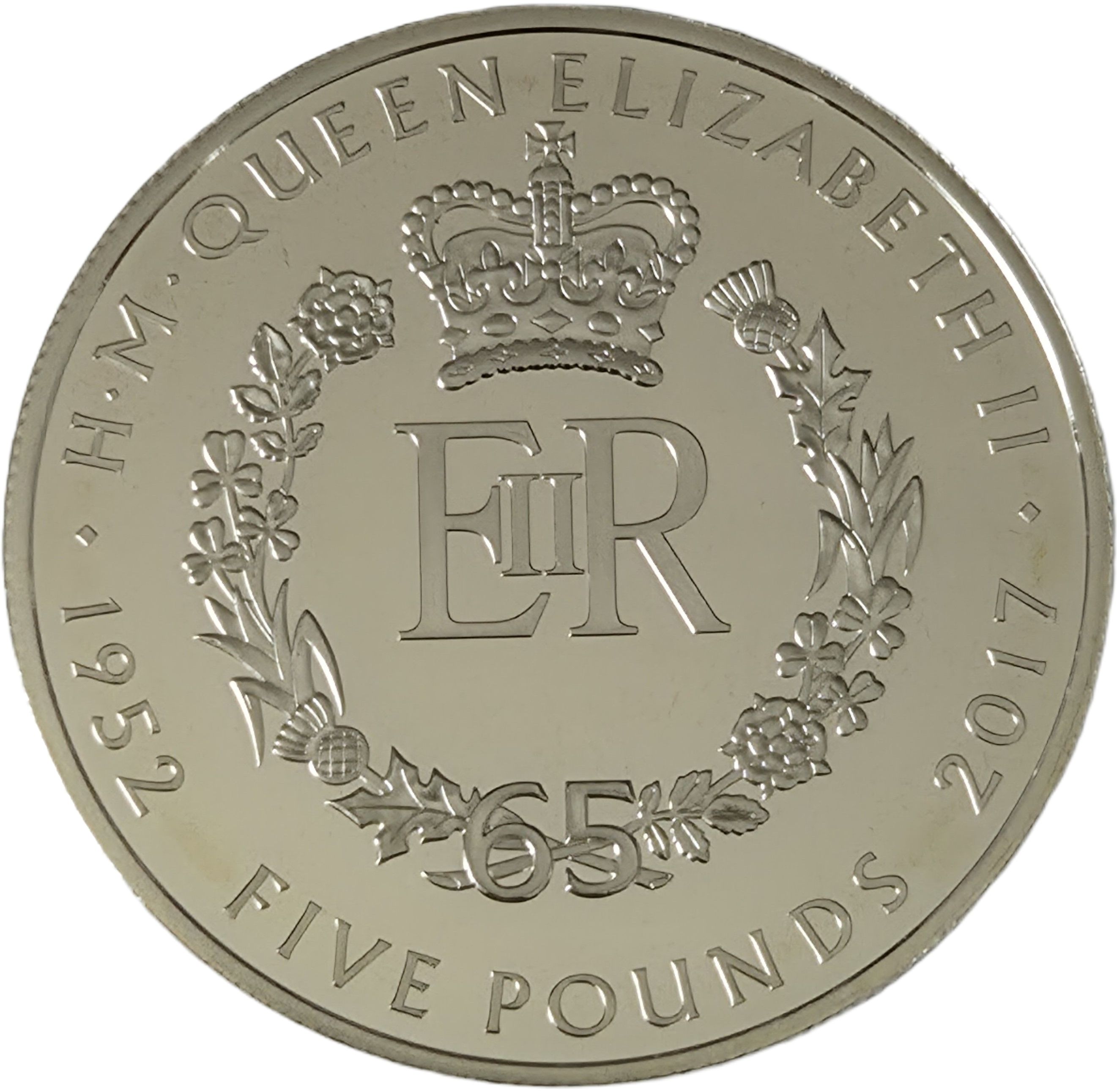 Tristan da Cunha 5 Pounds - Elizabeth II Sapphire Jubilee; Silver reverse