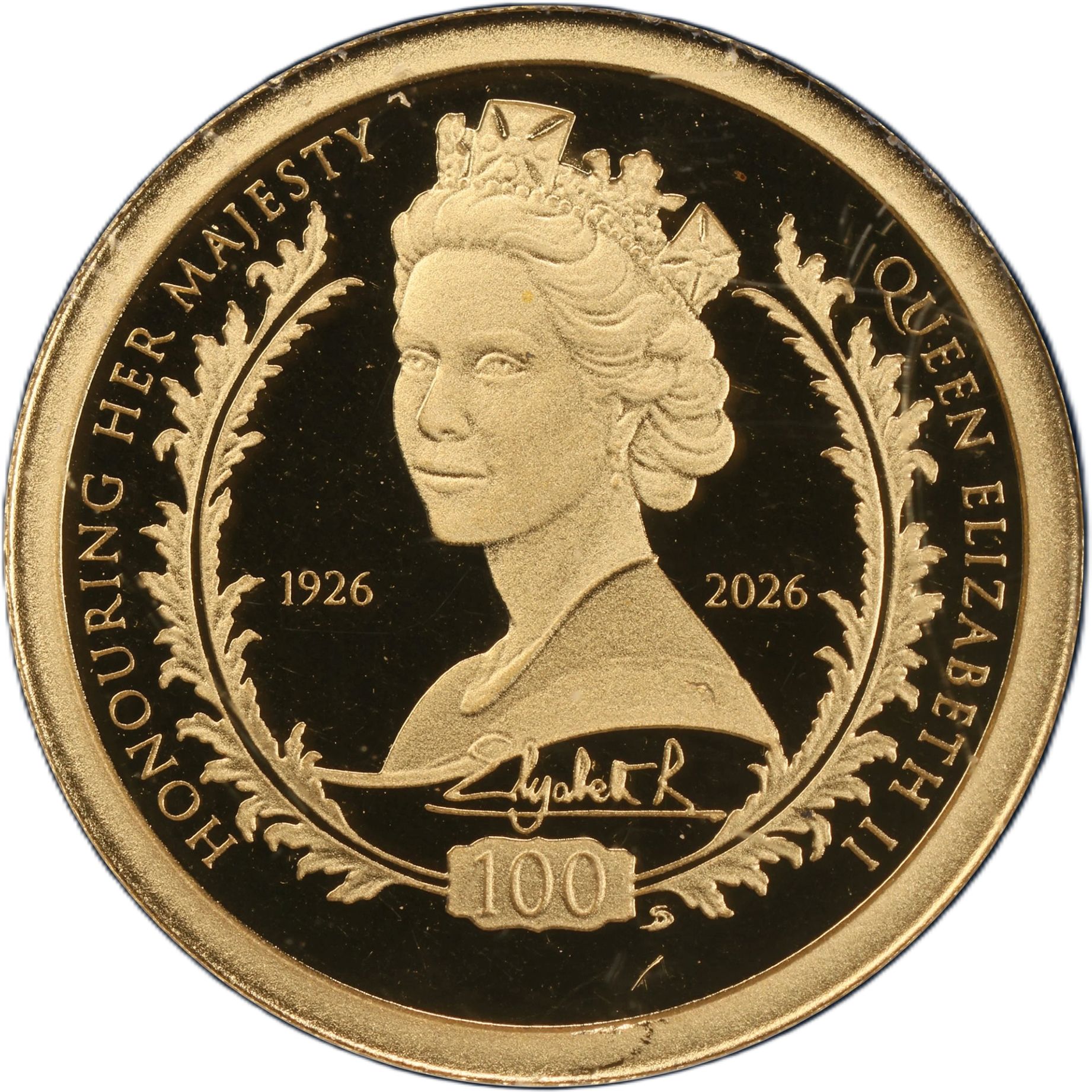 Ascension Island 5 Pounds - Charles III Queen Elizabeth II Birth Centenary; Gold 0.5g